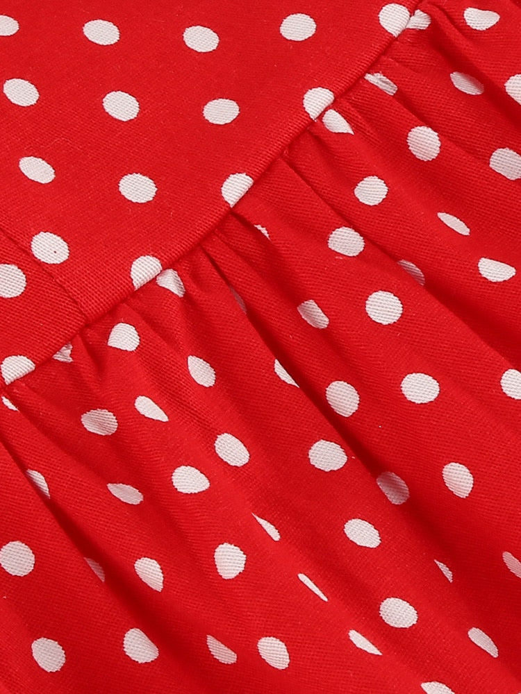 Women Rockabilly Vintage Polka Dot Midi Dress
