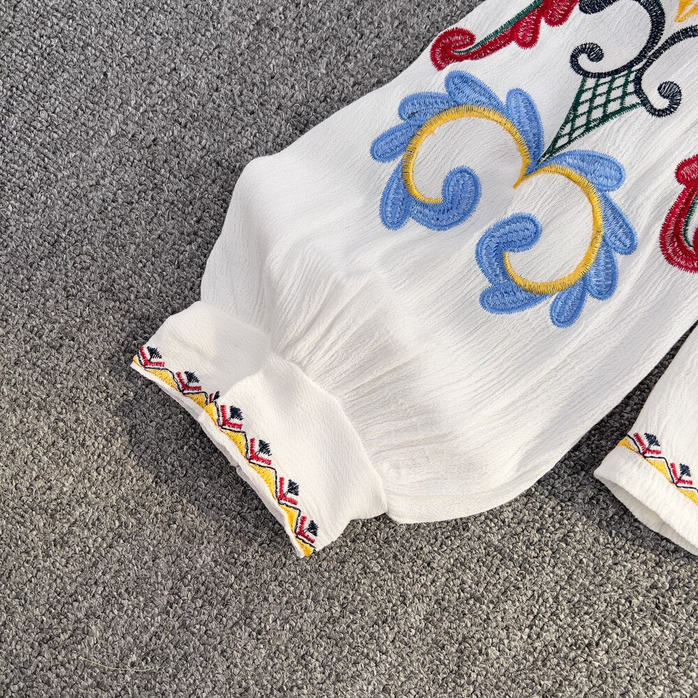 Women Embroidery Vintage Blouse