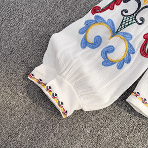 Women Embroidery Vintage Blouse