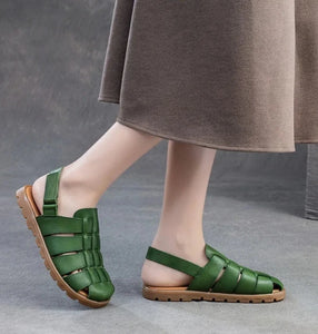 Women Genuine Leather Hollow Comfy Sandals