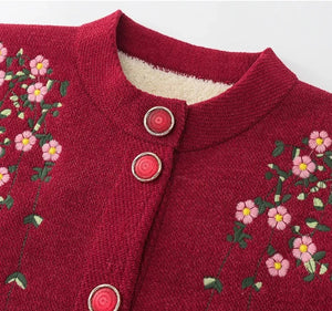 Women Floral Vintage Sweater Cardigan