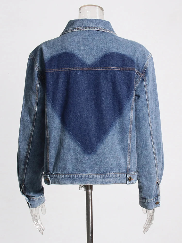 Women Floral Vintage Hollow Out Denim Jackets