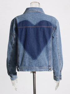 Women Floral Vintage Hollow Out Denim Jackets