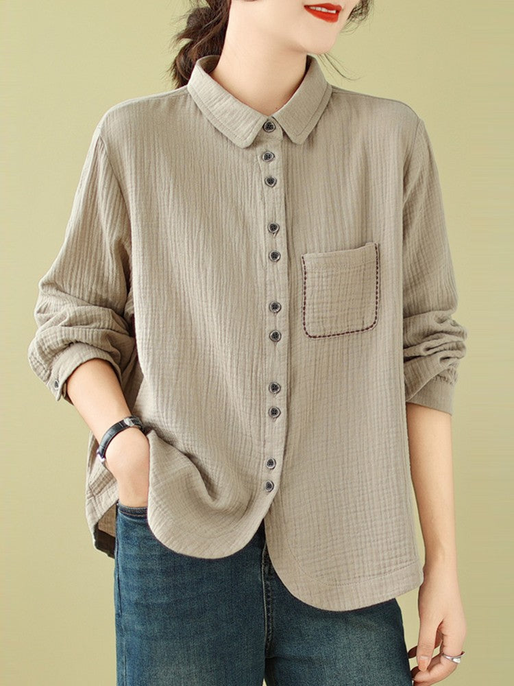 Women Korean Vintage Casual Shirt