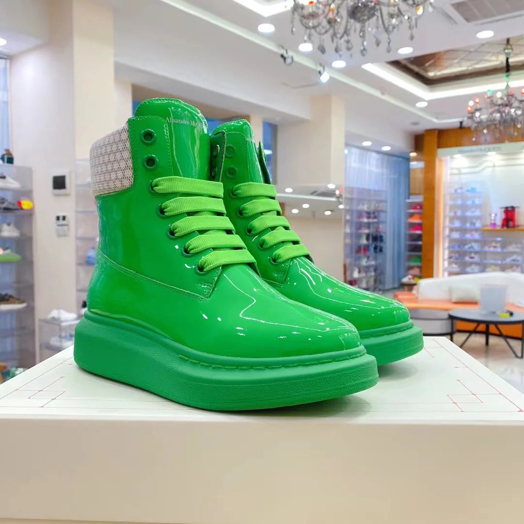 Unisex Candy Colours Boots Genuine Leather Shoes