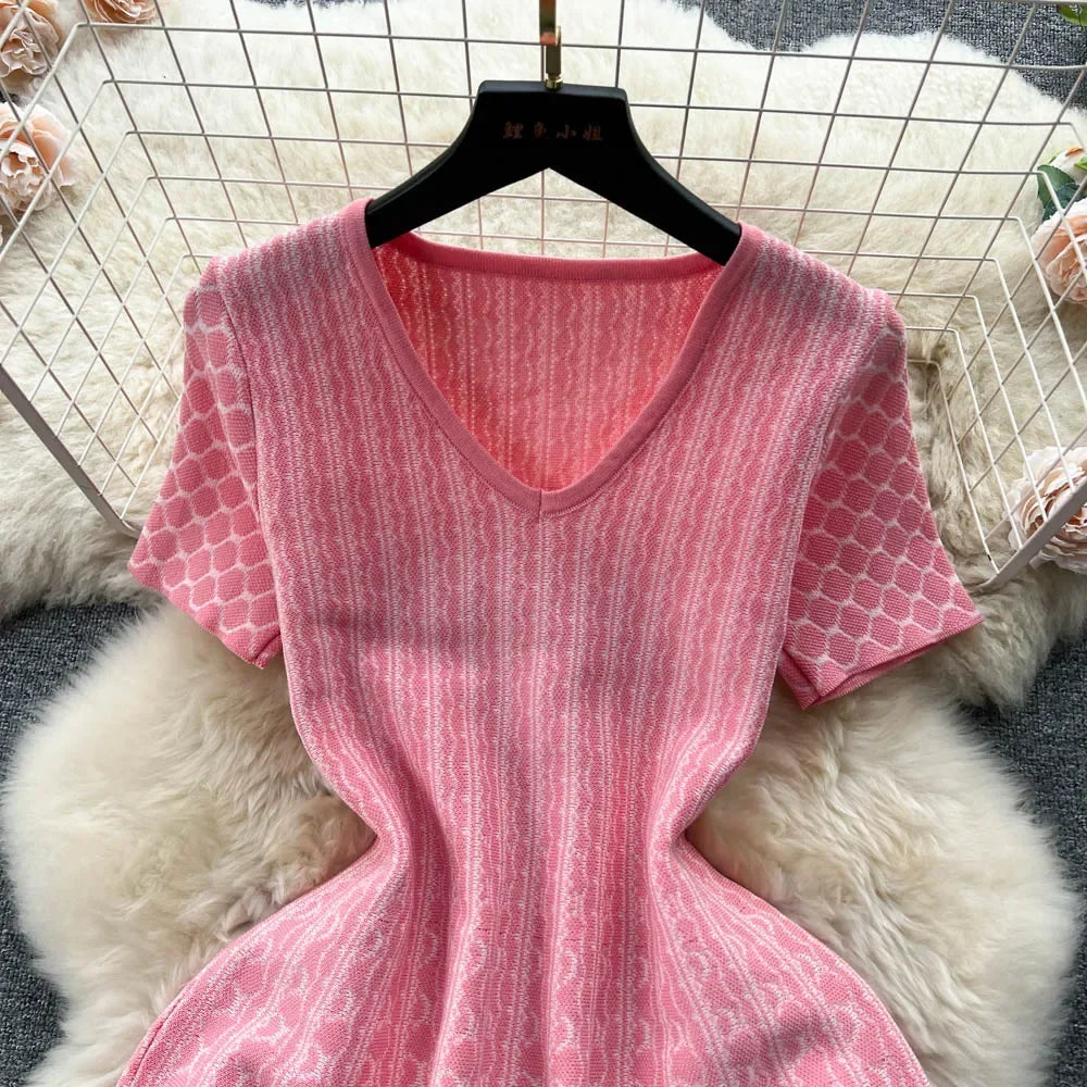 Women Korean Ruched Mini Solid A Line Dress