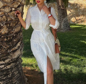 Woman Cotton Casual White Dress