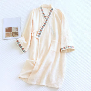 Women Embroidery Gown Lingerie Robe