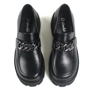 Women Vintage Loafers Chunky Genuine Leather Shoes