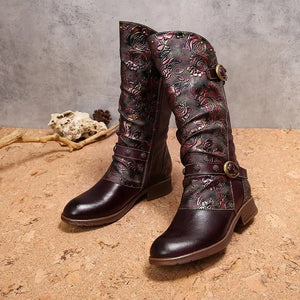 Women Retro Handmade Genuine Leather Boots