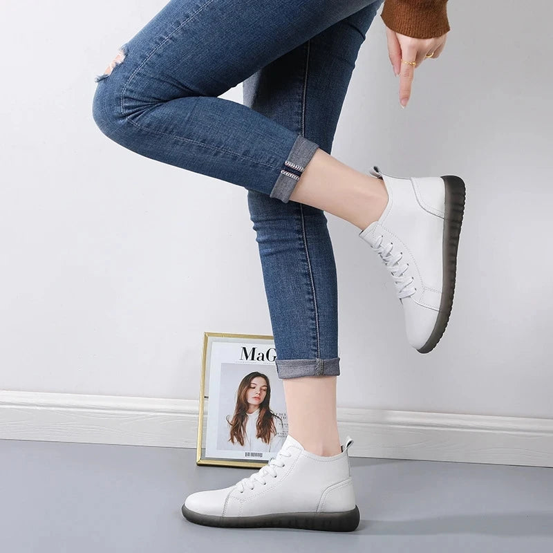 Women Genuine Leather Casual Sneakers
