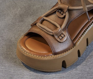 Women Handmade Retro Wedges Heel Sandals