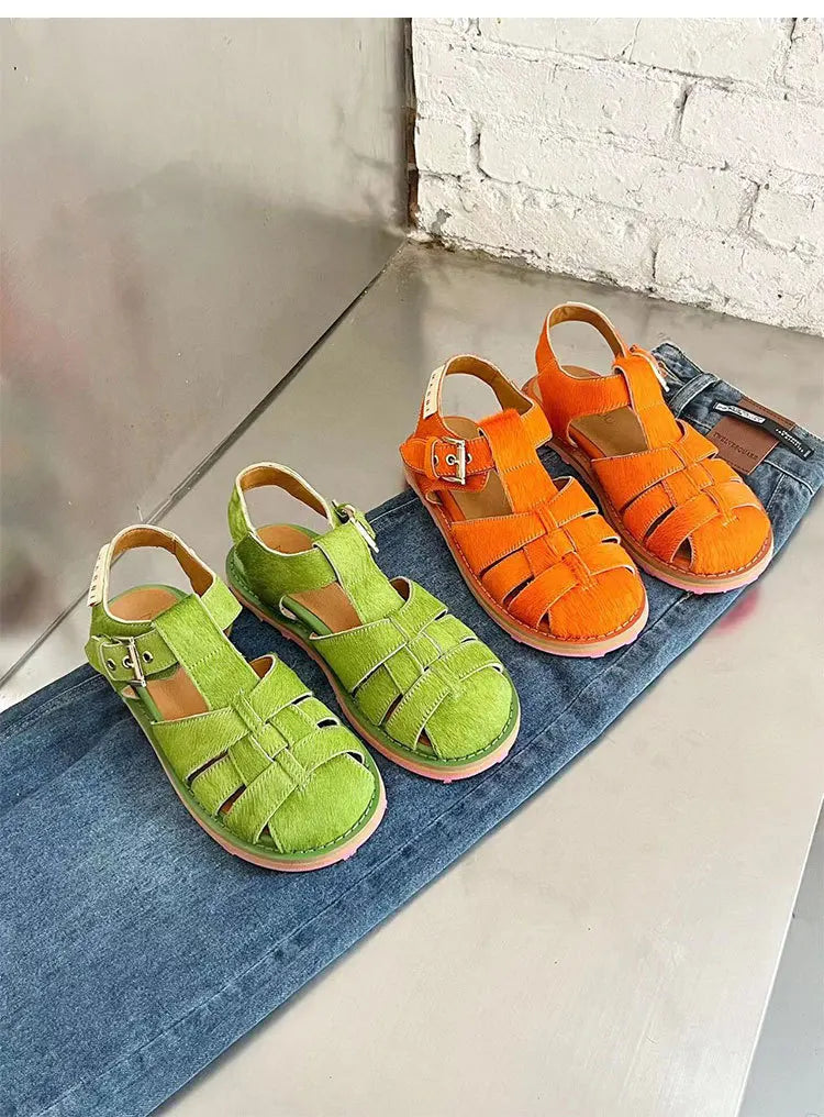 Women Genuine Leather Retro Sandals