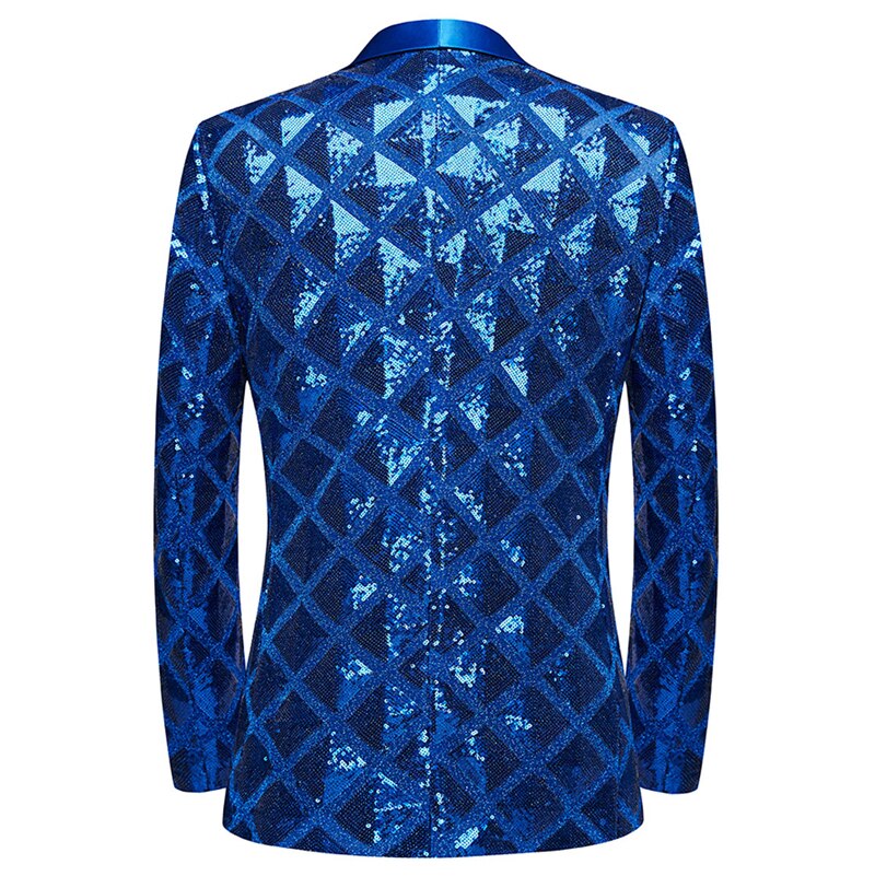 Men Square Sequin Glitter Shiny Blazer