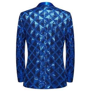 Men Square Sequin Glitter Shiny Blazer