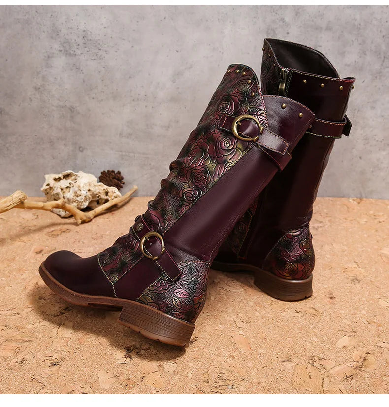 Women Retro Handmade Genuine Leather Boots