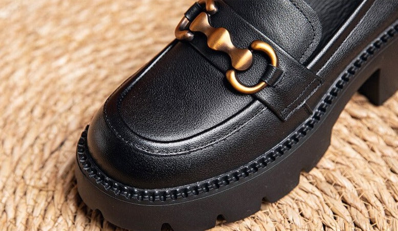 Women Genuine Leather Loafers Casual Platform Shoes