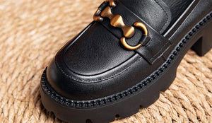 Women Genuine Leather Loafers Casual Platform Shoes
