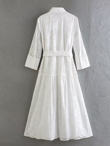 Woman Cotton Casual White Dress