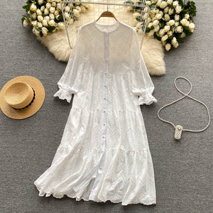 Women Embroidery Vintage Maxi Long Dress