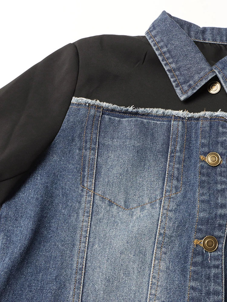 Women Vintage Casual Patchwork Denim Jackets