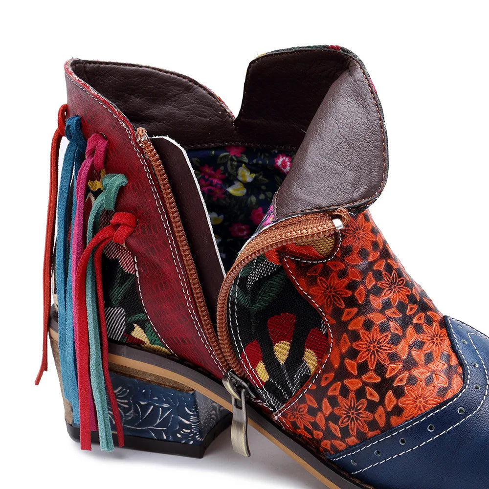 Women Bohemian Ankle Genuine Leather Retro Boots