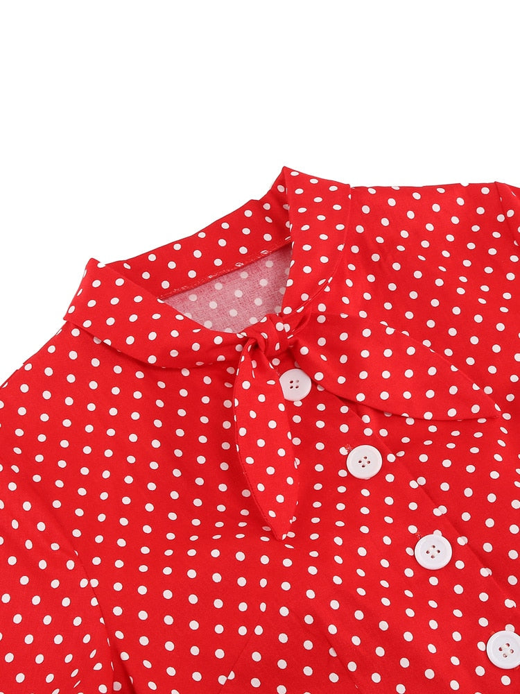 Women Rockabilly Vintage Polka Dot Midi Dress