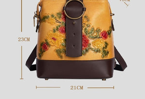 Women Retro Backpack Embossed Leather Vintage Shoulder Bag