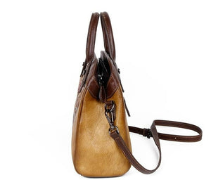 Women Vintage Handmade Leather Retro Embossed Handbag