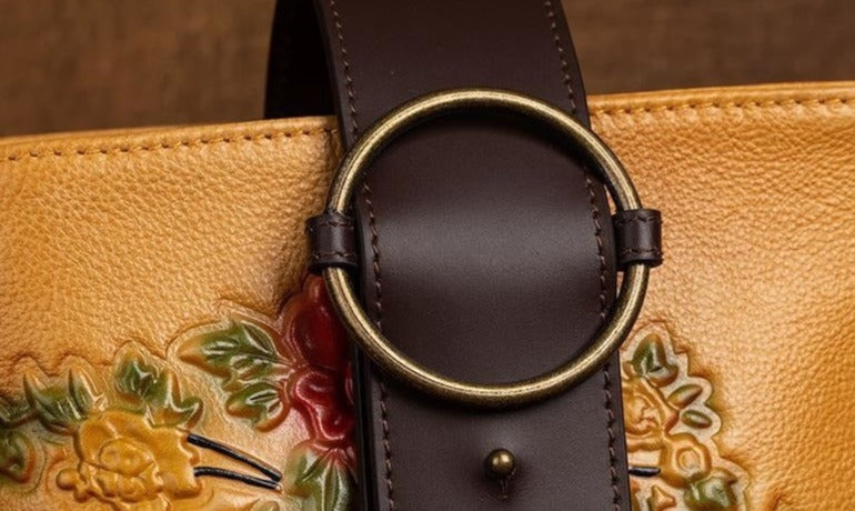 Women Retro Backpack Embossed Leather Vintage Shoulder Bag
