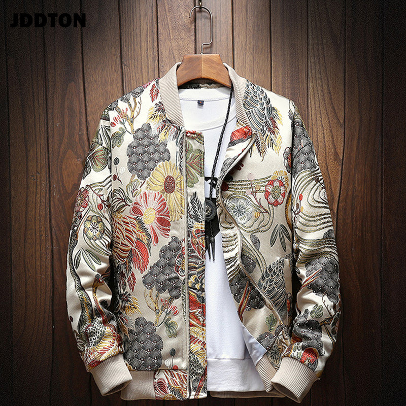 Women Embroidery Baseball Jacket Zipper Bomber
