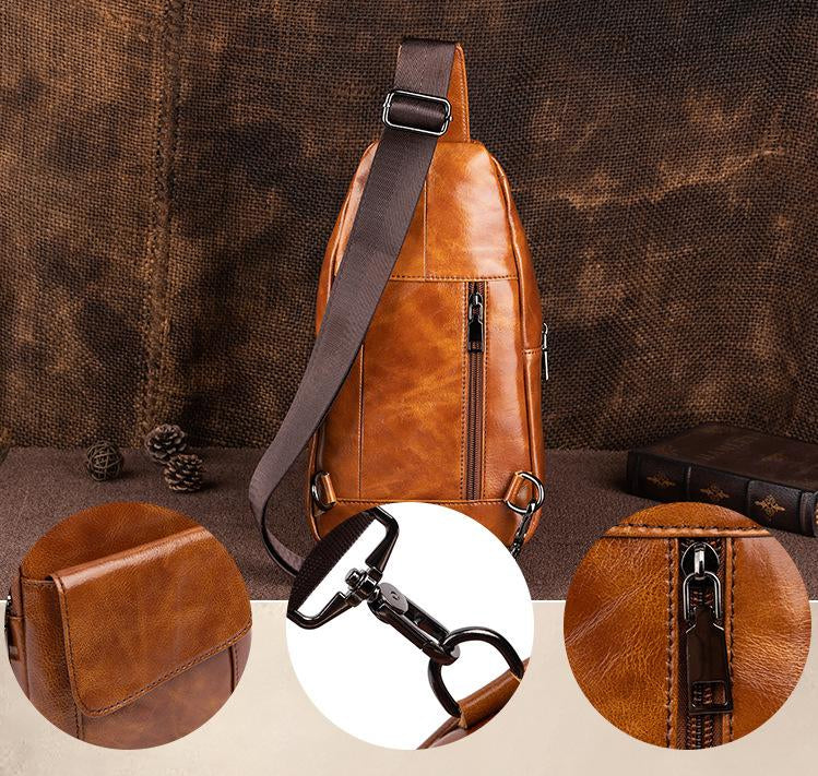 Men Vintage Genuine Leather Crossbody Shoulder Bags