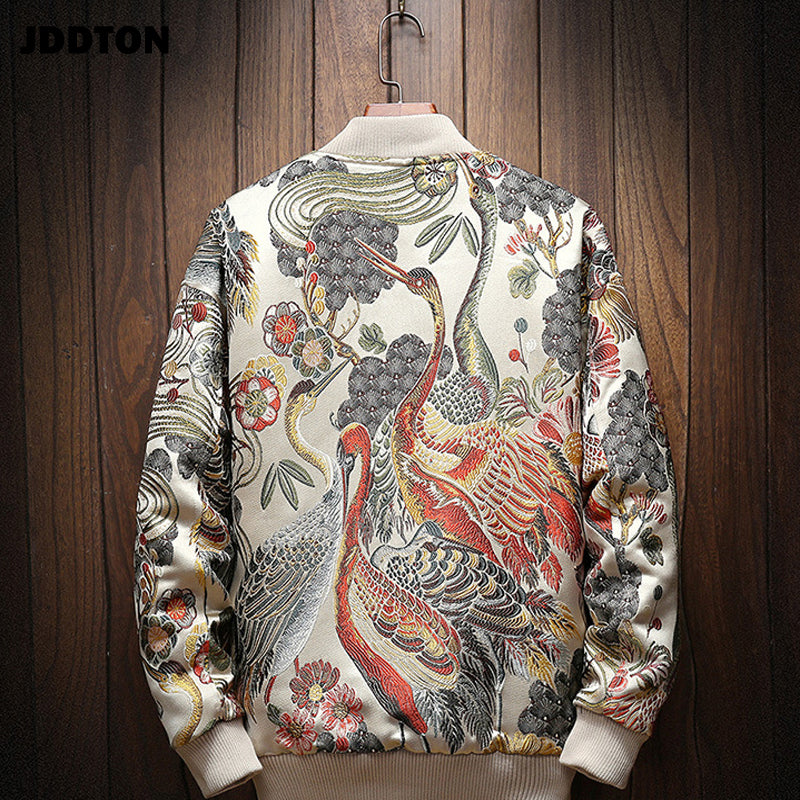 Women Embroidery Baseball Jacket Zipper Bomber