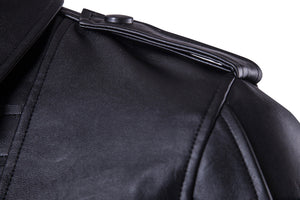 Men Faux Leather Windbreaker Coat Plush Casual Jacket