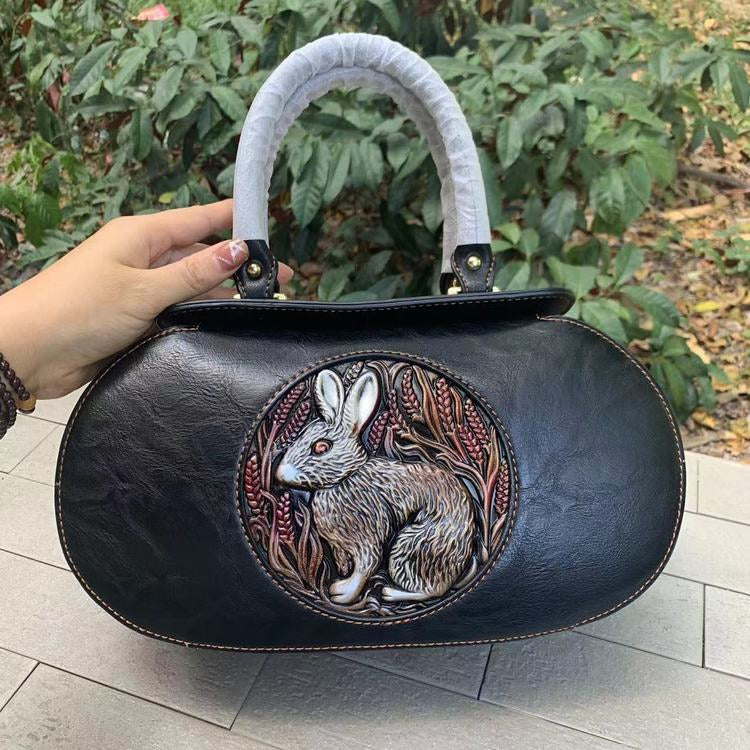 Women Retro Pu Leather Handmade Handbags