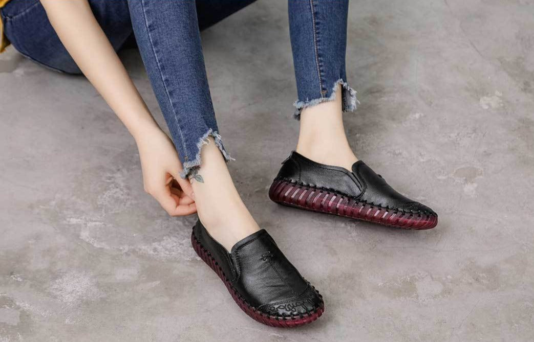 Women Genuine Leather Loafers Casual Shoes