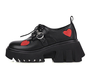 Women Chunky High Heels Heart Cute Gothic Shoes