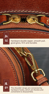 Women Retro Round Genuine Leather Handbags