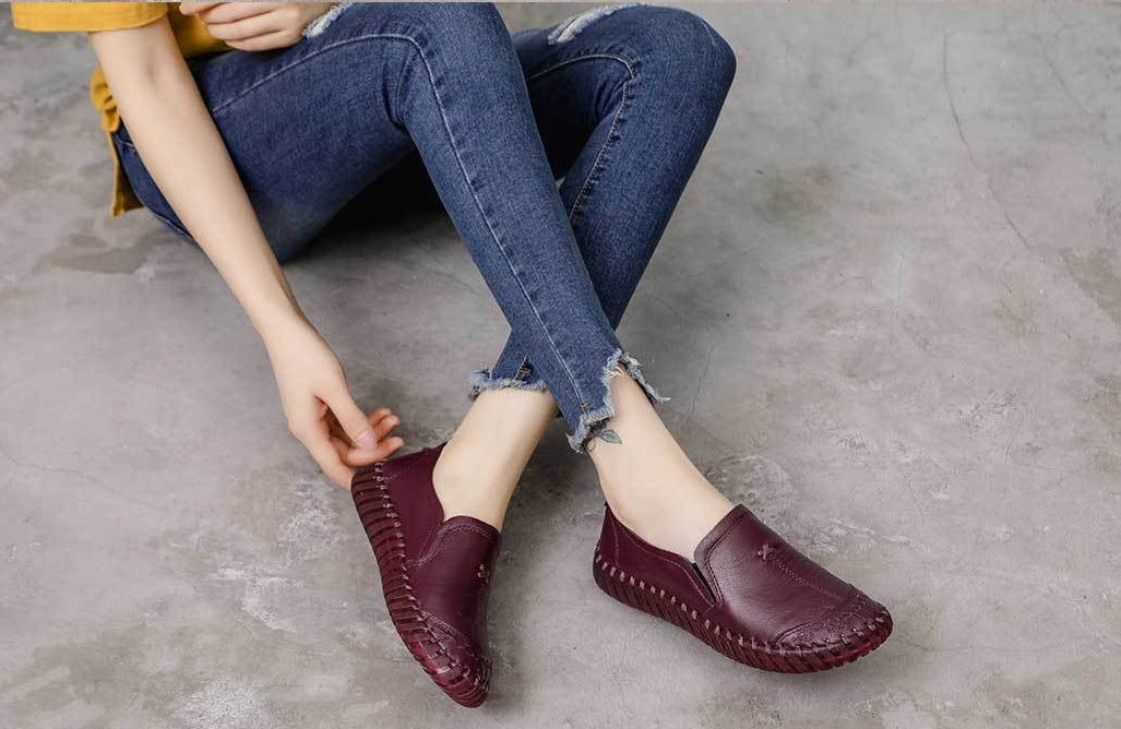 Women Genuine Leather Loafers Casual Shoes