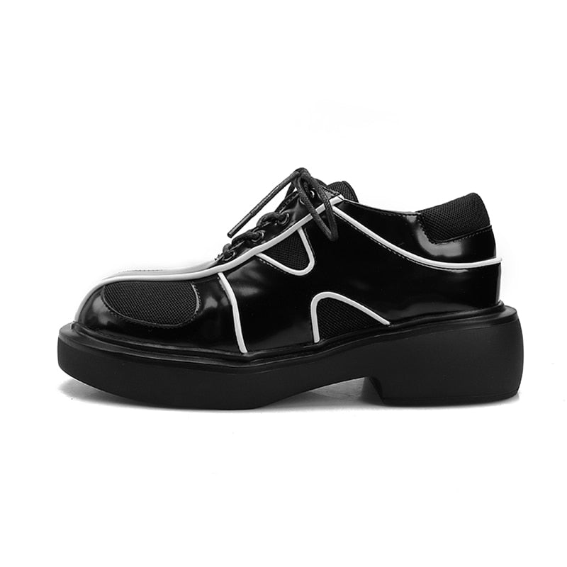Women Japanese Retro Patent Leather Chunky Shoes