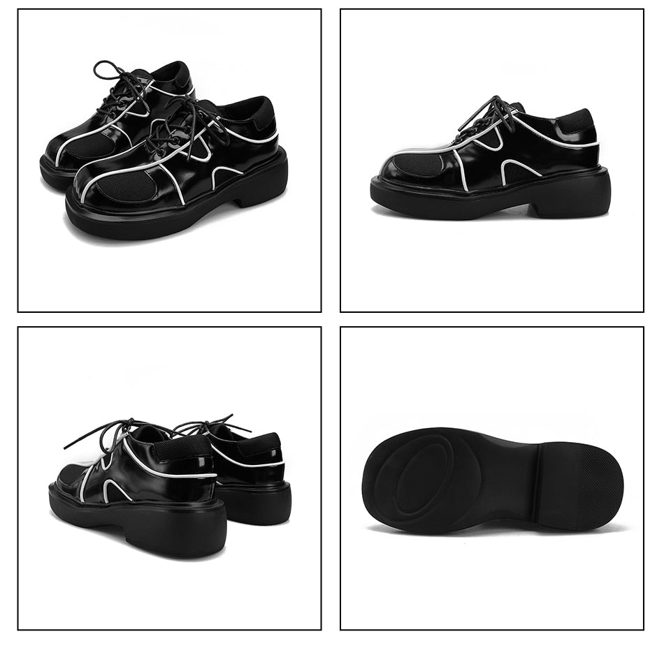 Women Japanese Retro Patent Leather Chunky Shoes
