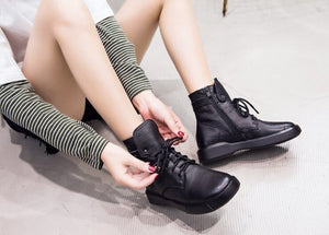 Women Genuine Leather Handmade Ankle Boots