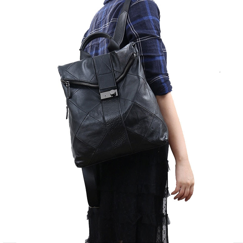 Women Leather Backpack Outdoor Travel Bag