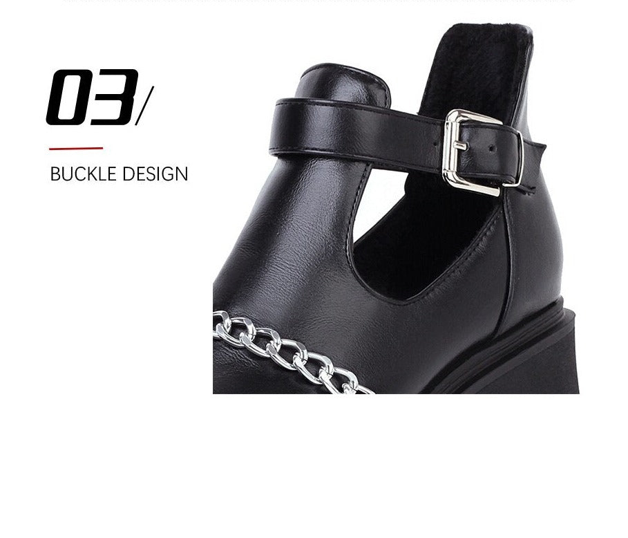 Women Casual Chains Pumps Straps Platform Shoes
