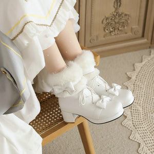 Women Fluffy Round Toe Kawaii Anime Cosplay Japanese Lolita Boots