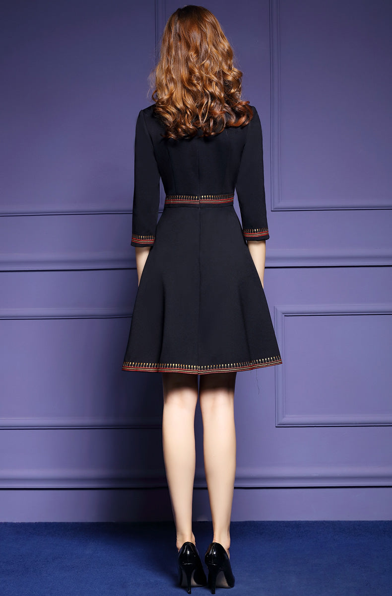 Women Embroidery Vintage Celebrity-inspired Robe Cocktail Dress