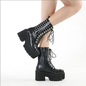 Women Handmade Motorcycle Punk Lolita Boots
