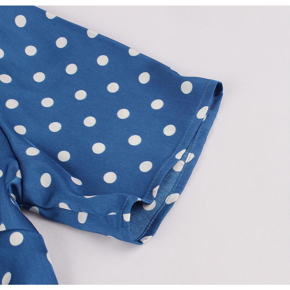 Women Short Sleeve Polka Dots Vintage Dress