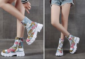 Women Canvas Tide Boots Platform Thick High-top Sneakers