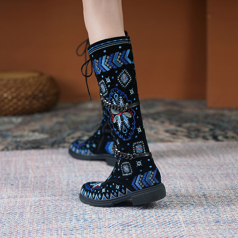 Women Floral Embroidery National Style Boots